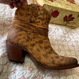 Lucchese leopard print suede ankle boots